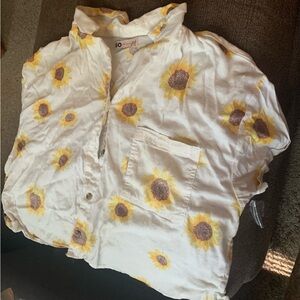 SO Sunflower Button-Front Shirt Cropped Size Large